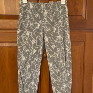 grey and white pajama pants
